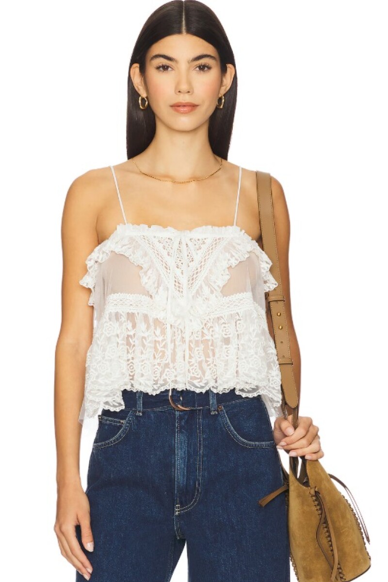 SOFIA EMBROIDERED TANK Marfil