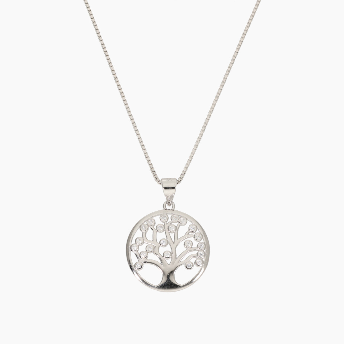 Cadena Con Dije De árbol De La Vida En Plata 925 Y Circonias 
