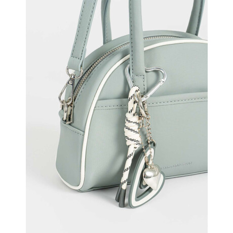 Cartera Bowling Con Charm Gris Claro