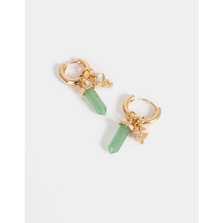 Argollas Con Piedra Natural Dorado