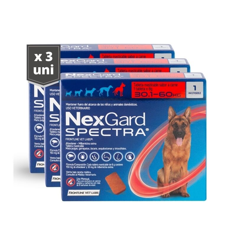 Nexgard Spectra Para Perros 30 a 60Kg - 3unidades Nexgard Spectra Para Perros 30 a 60Kg - 3unidades