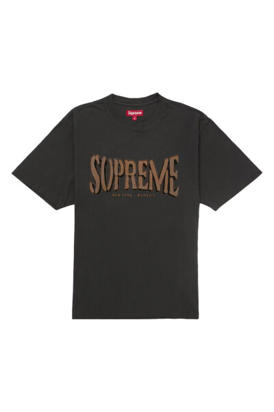 FLOCKED WASHED SS TOP Negro