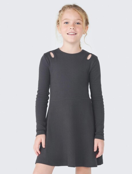 VESTIDO INFANTIL REGULAR GRIS OSCURO