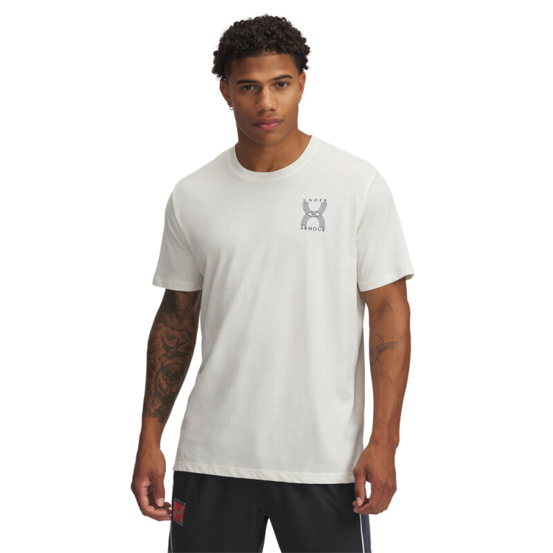 UA RUN 96 SHORTSLEEVE-ORG WHT-114