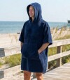 Bata Poncho Velour Lisas 100 X 90 Cm Azul