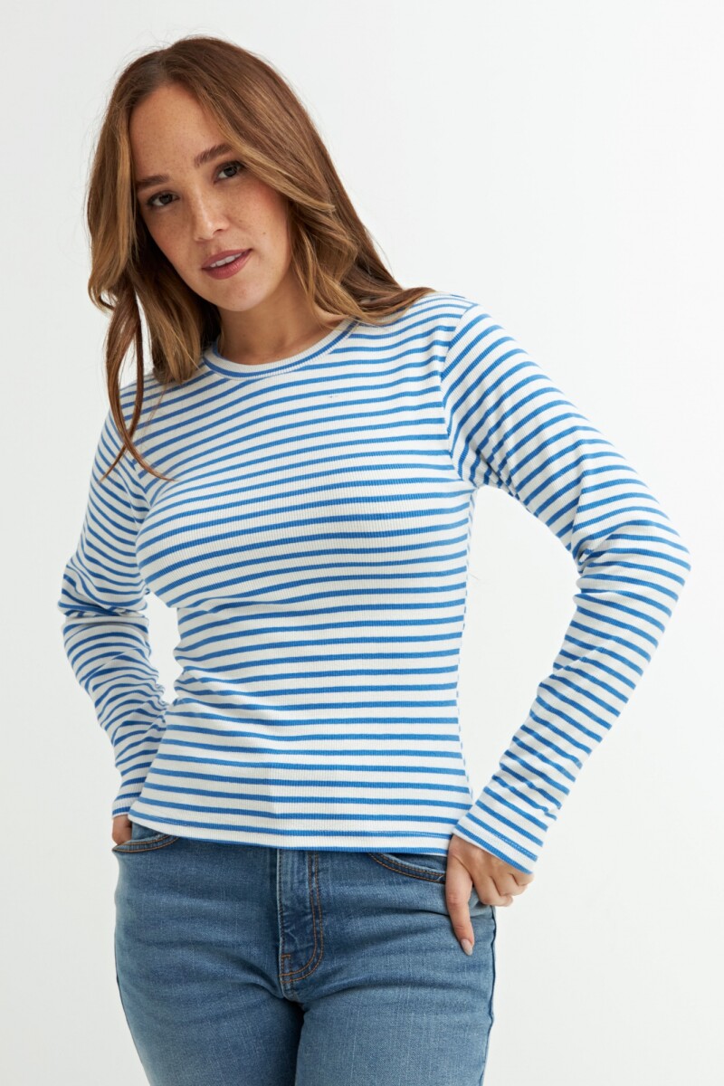 Remera cuello a la base AZUL