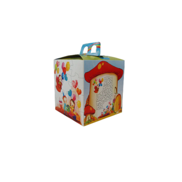 CAJA DE CARTULINA IMPRESA FANTASIA 13.5X13.5X14 CM. BLANCO