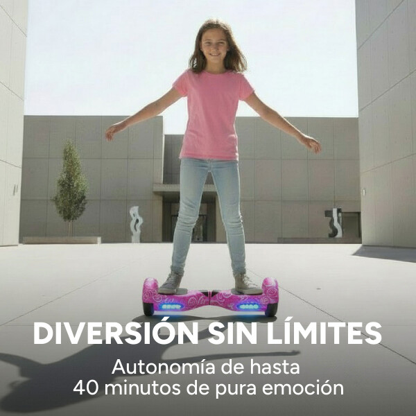 Skate Electrico Hoverboard Gogreen Musica Bt Luces Patineta Diseño Violeta