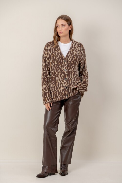 Cárdigan Animal Print Tostado