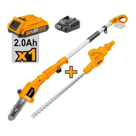 Kit cortacercos + motosierra de altura Ingco 20v Amarillo