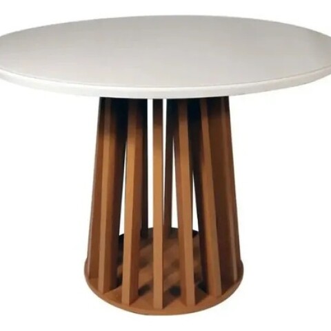 Mesa De Comedor Lavanda Redonda 105 Cm Moderna Laqueada Blanco 1