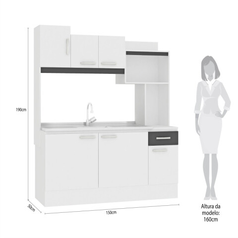 [OUTLET] Kit de cocina compacta 6 puertas 1 cajón Patas Ajustables y Rieles Metálicos 150 x 50 x 190 cm [Falta una pieza] [OUTLET] Kit de cocina compacta 6 puertas 1 cajón Patas Ajustables y Rieles Metálicos 150 x 50 x 190 cm [Falta una pieza]