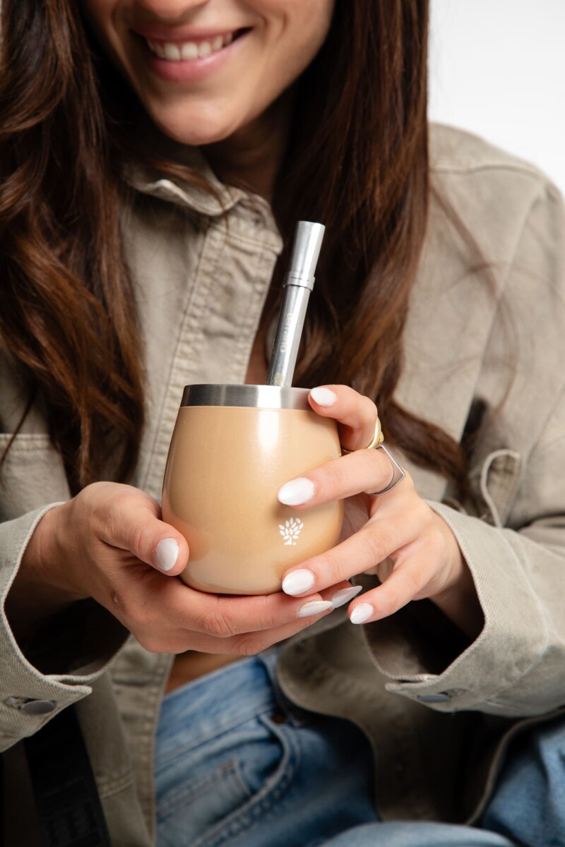 Mate Acero Inox. con Tapa - Oro 