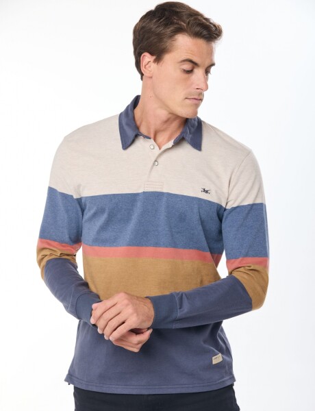 REMERA POLO RAYADA Beige