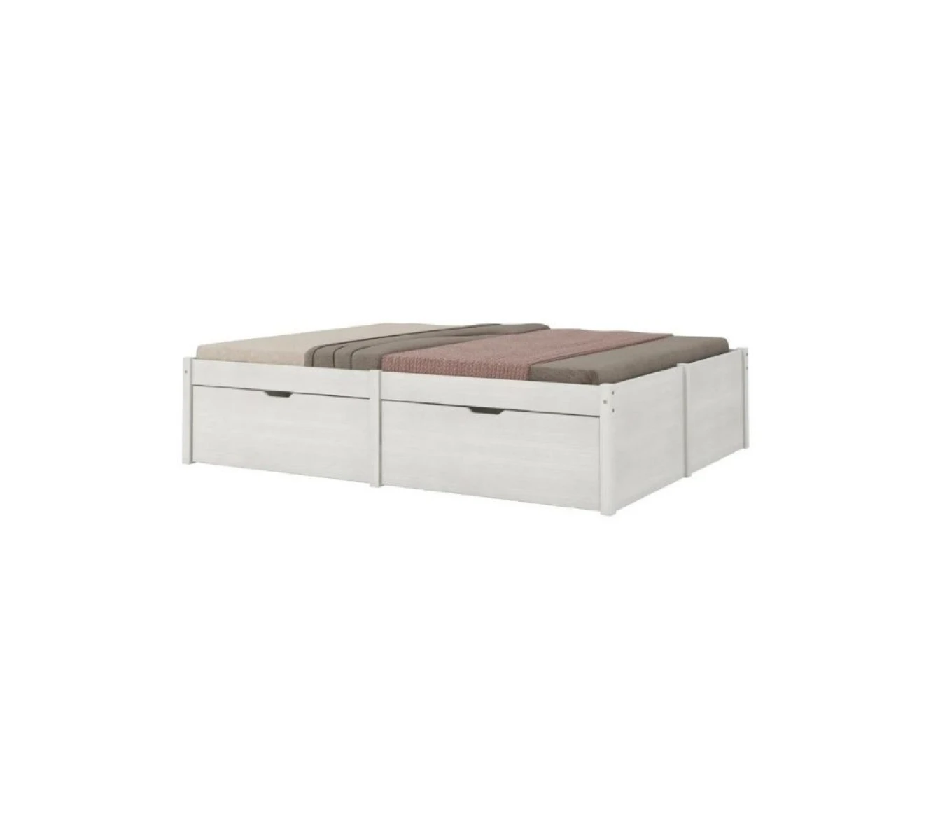 Cama Madera Maciza Con Cajones - Queen - Linea beauty - Blanco 