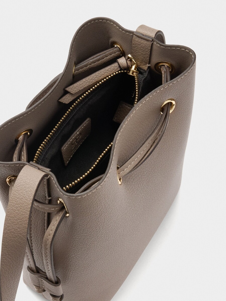 Bolso Bandolera Con Cordón taupe