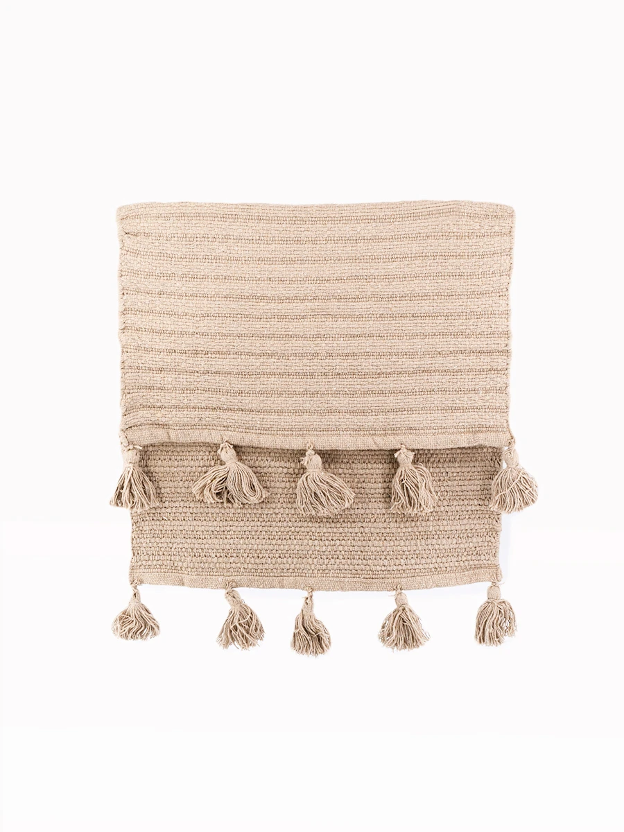 ALFOMBRA ALGODÓN BORLAS - BEIGE 