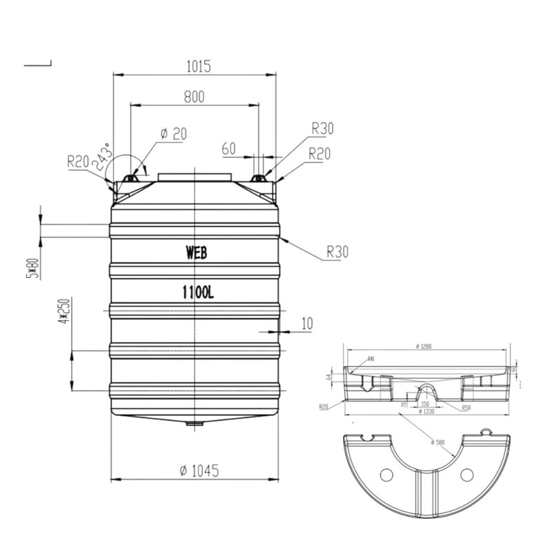 Tanque para Agua Cónico c/base Tricapa WEB 1100 Litros PPL incluidos. Tanque para Agua Cónico c/base Tricapa WEB 1100 Litros PPL incluidos.