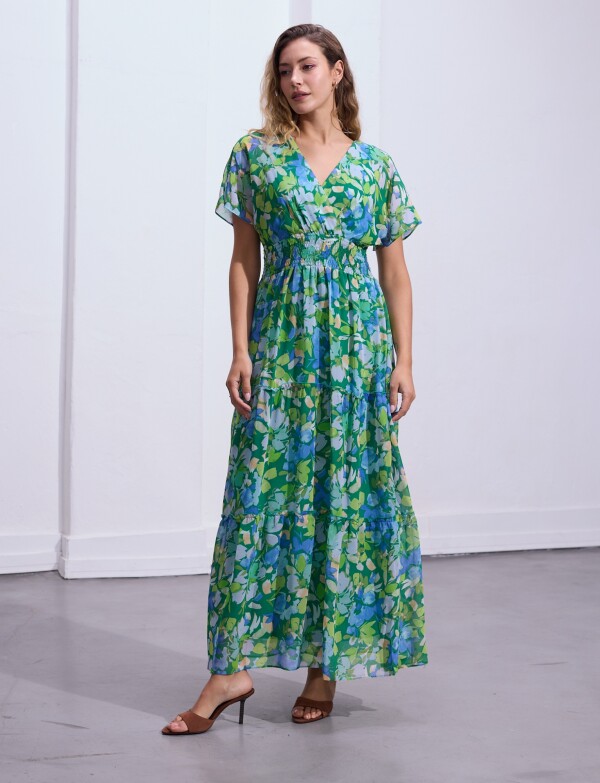 Vestido Maxi Dolman VERDE/MULTI