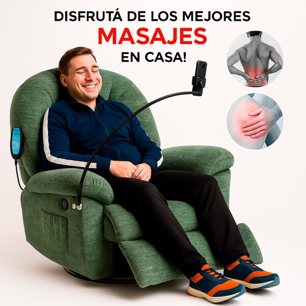 Sillón Masajeador Poltrona Con Control Remoto Y Soporte Para Celular VERDE