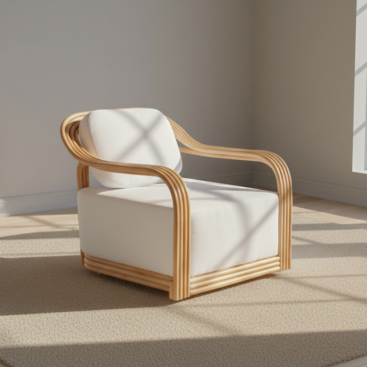 BUTACA - RATTAN-Y-MADERA NATURAL-BEIGE PERÚ NATURAL BLANCO 