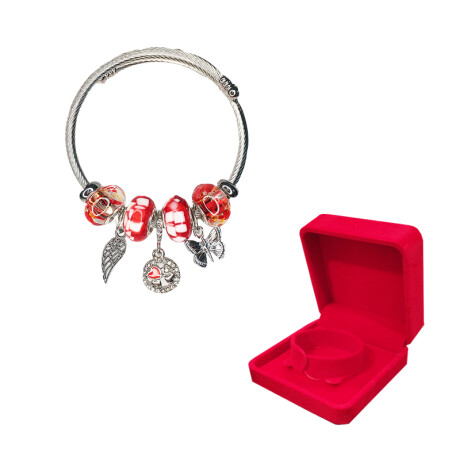 Pulsera Estilo Pandora Alas Rojo