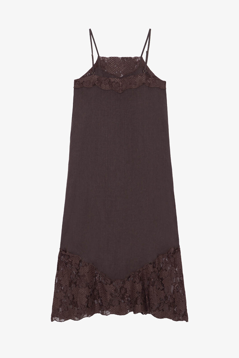 VESTIDO ENCAJE Marron