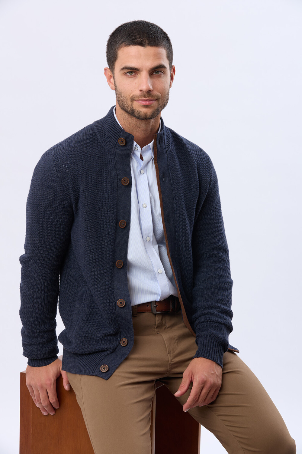 CARDIGAN GRUESO TEJIDO Azul