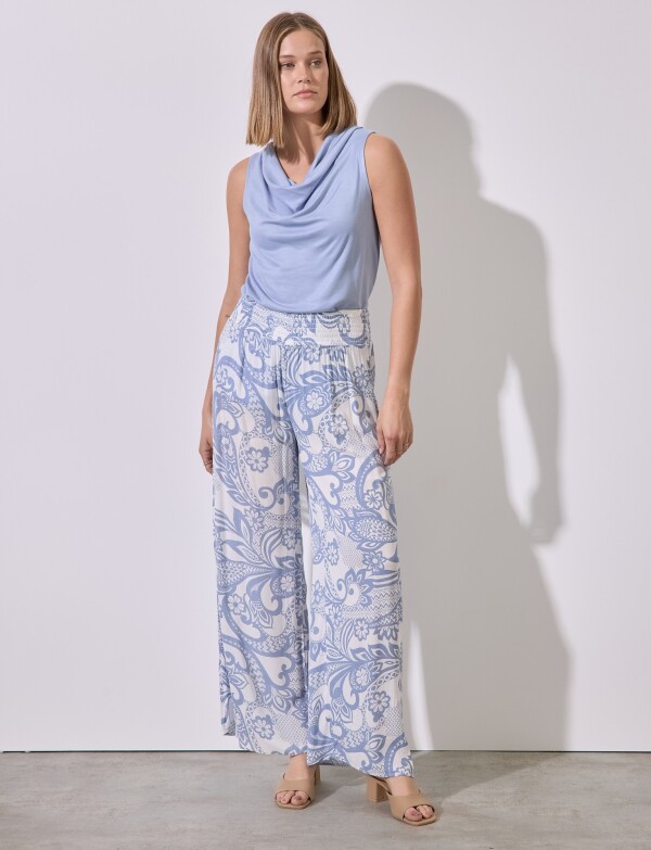 Pantalon Pull On Print AZUL/BLANCO