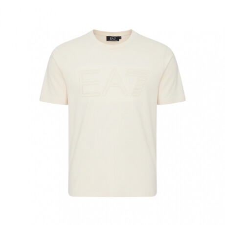 Short EA7 Emporio Armani Logo Series Sleeved Organic Cotton Cream