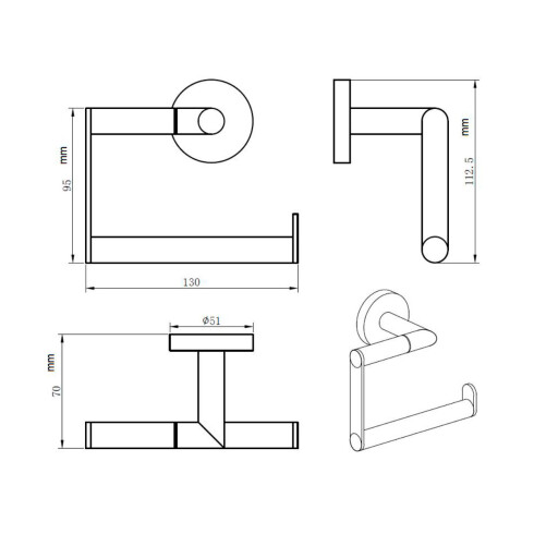 TOALLERO ARO RECTANGULAR METAL MODENA CROMO BRILLO CROMO