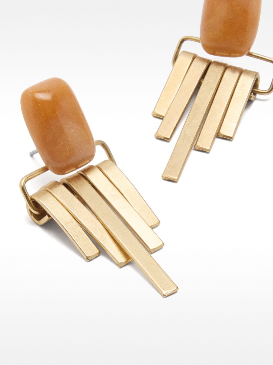 Pendientes Largos Con Piedra naranja