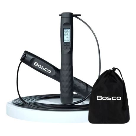 Cuerda Saltar Con Contador Digital Bosco Cardio Crossfit Gym Negro