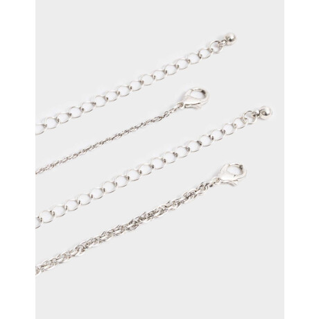 Collar Corto Con Dijes De Botella Plateado