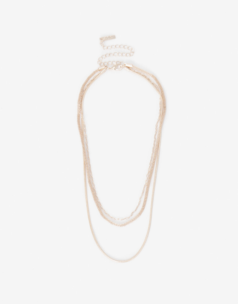 Collares Cortos Metal Collar Multicadenas - Dorado Oro Rosa