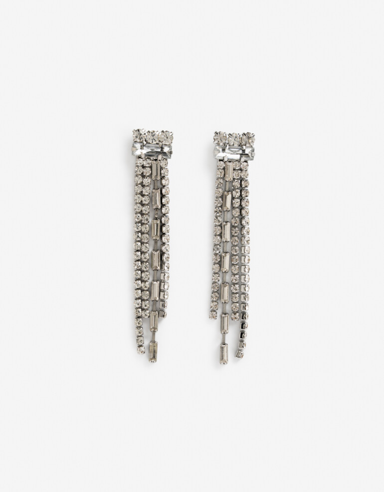 Aros Colgantes Largos Strass Aros Largos Strass - Cristal