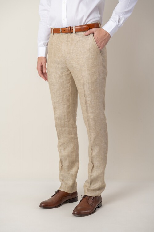 Pantalón de vestir lino Beige