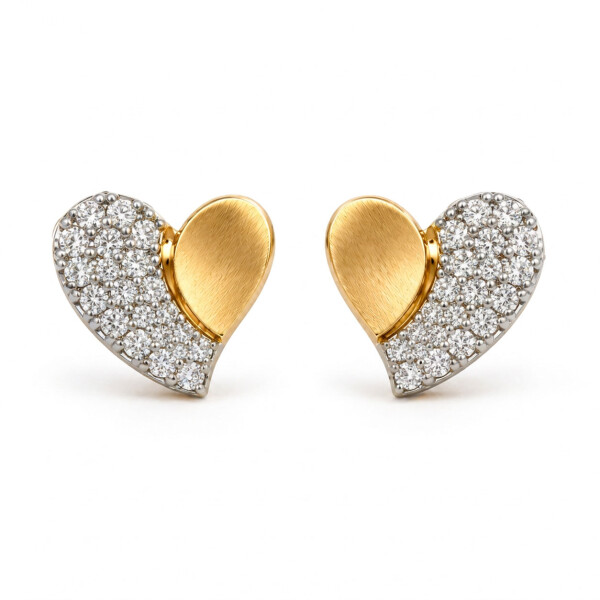 Caravanas Naia de Oro Amarillo 18k con Circonias en forma de Corazón Caravanas Naia de Oro Amarillo 18k con Circonias en forma de Corazón