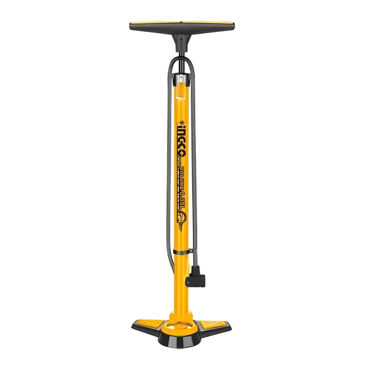 Inflador de mano Ingco en aluminio 160 Psi con medidor de presión 