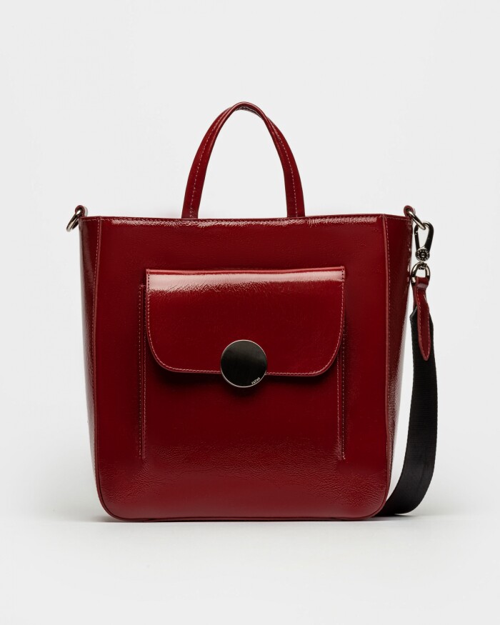 Shopper The Circle En Cuero Charol Arrugado Berry