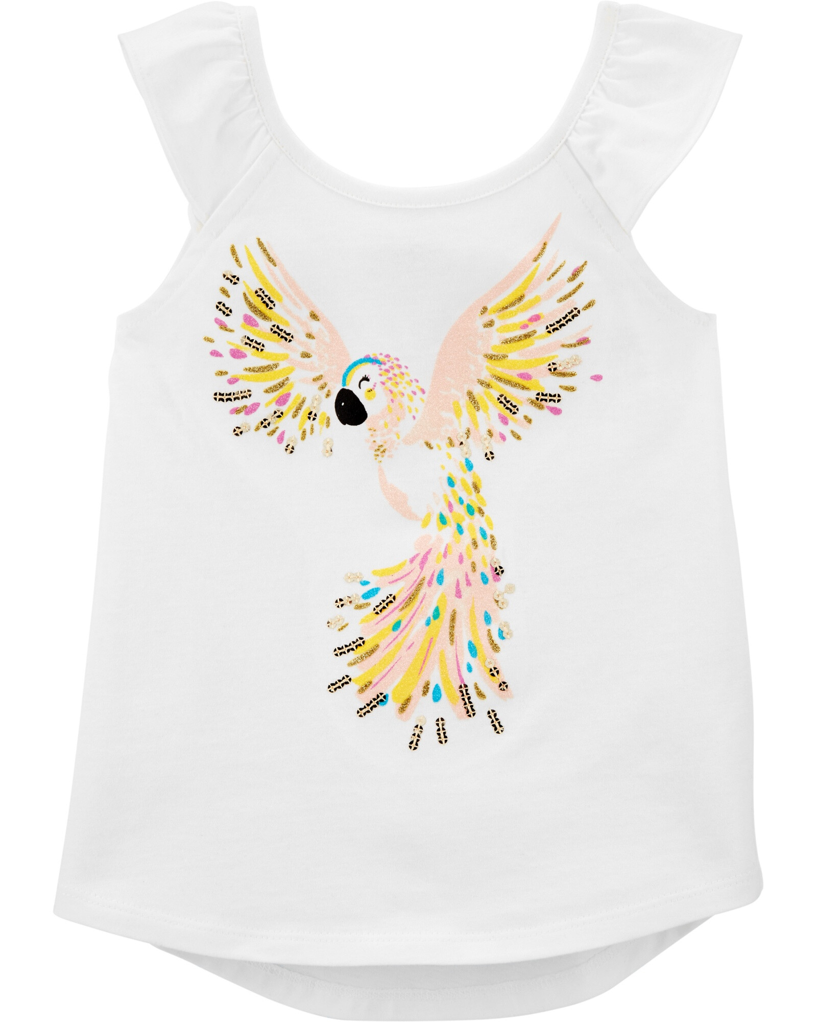 Musculosa de jersey estampa de loro con lentejuelas y glitter 0