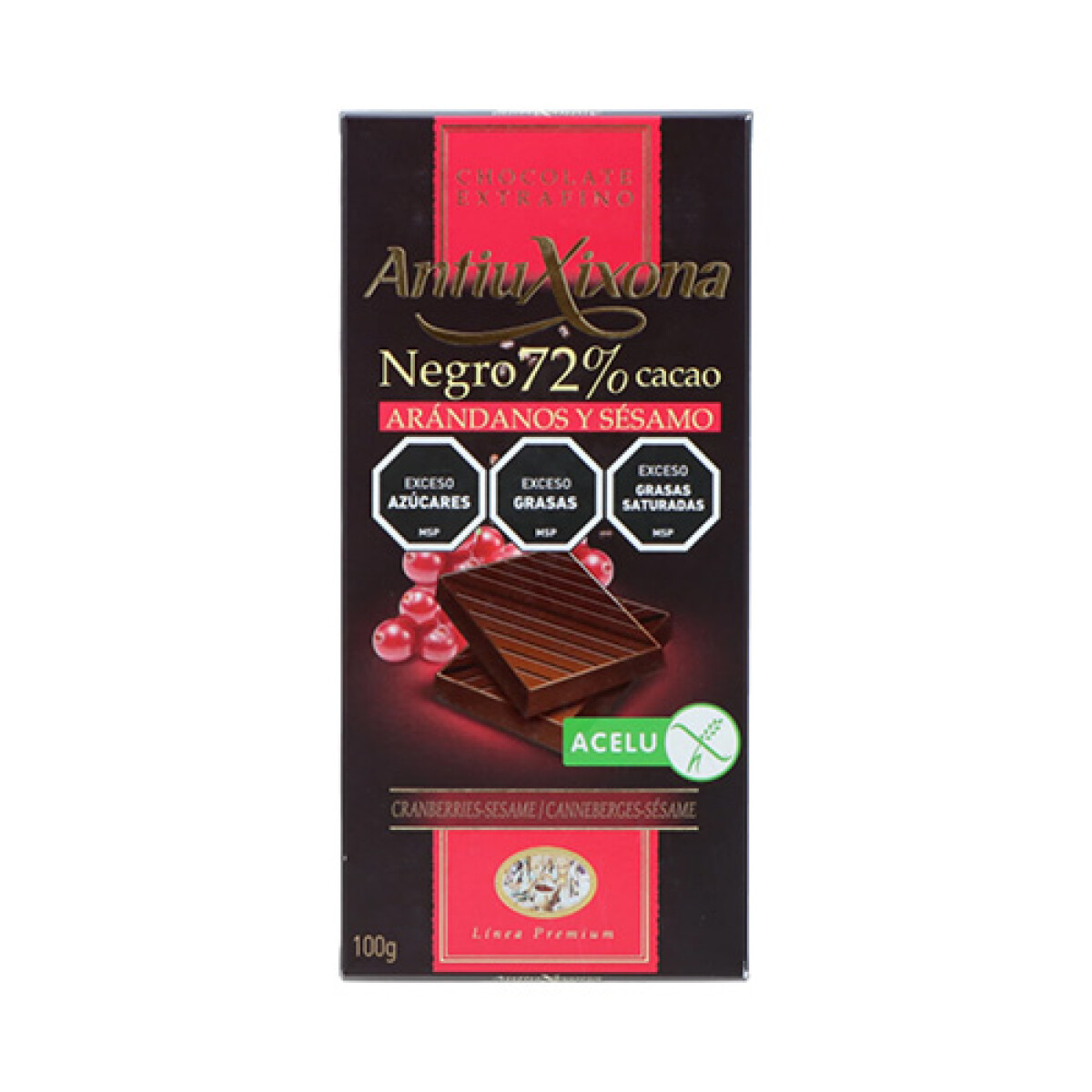 Tableta de Chocolate Antiu con Arándanos y Sésamo 100GS 