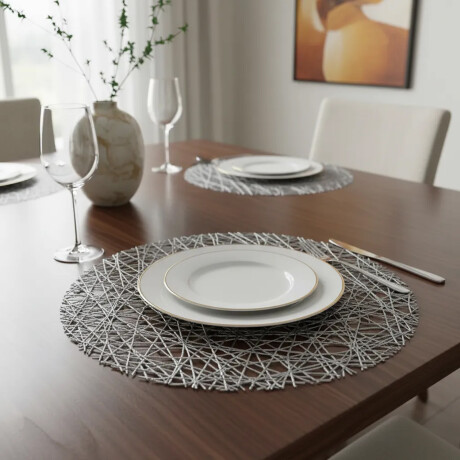 Mantel Individual Abstracto Redondo en PVC Ø38Cm Paramount Plateado