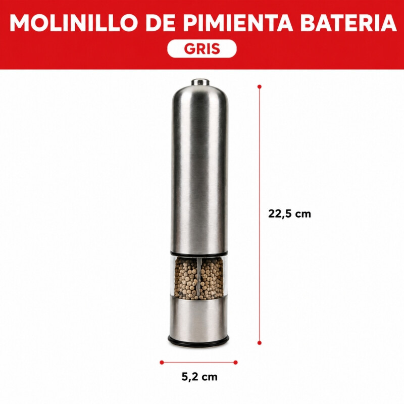 Molinillo de pimienta bateria GRIS