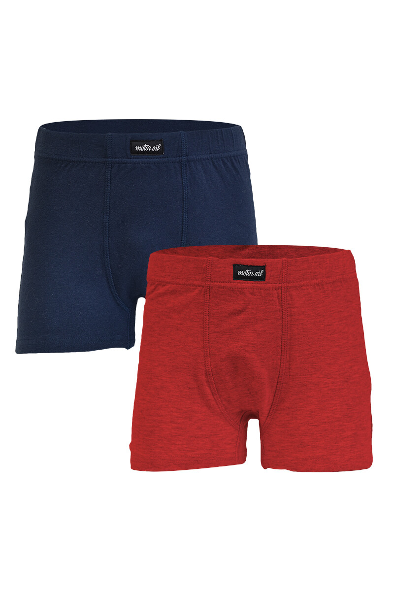 Pack x2 Boxer de niño con elástico forrado - Azul Marino / Rojo 