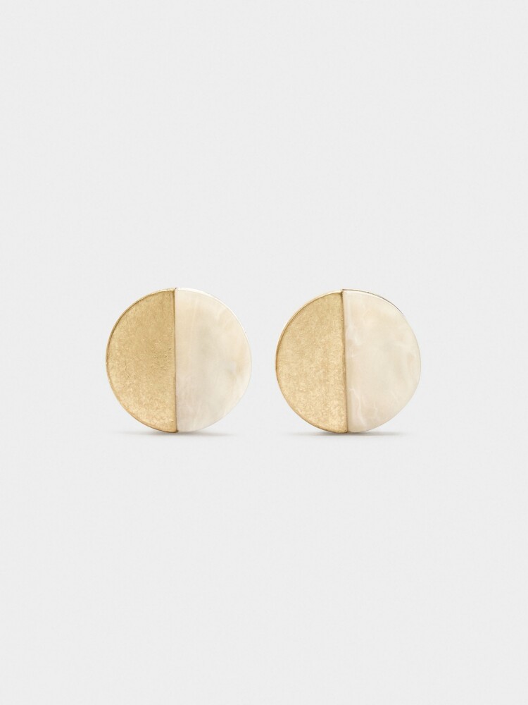 Pendientes Redondos Con Resina beige