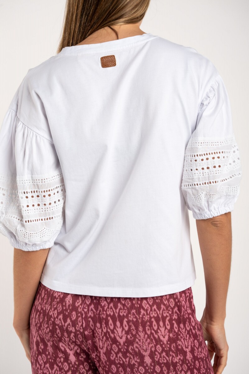 Remera Algodón Combinada Blanco