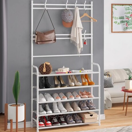 Organizador Perchero Zapatera Acero Estilo en Uno 5 Niveles Blanco