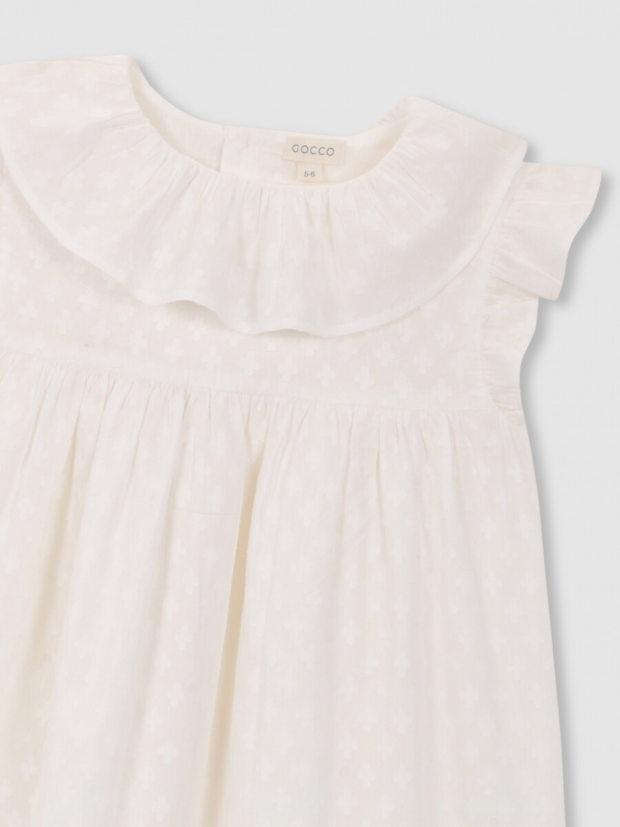 Vestido De Dobby Blanco Roto