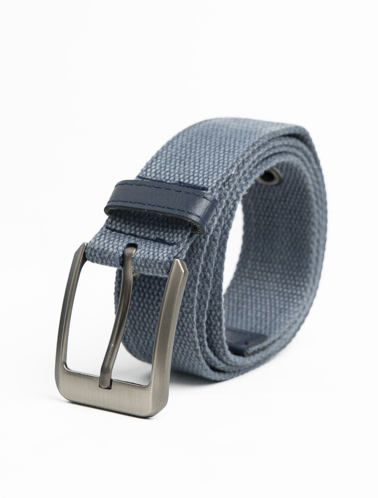 Cinto de Lona Canvas Hebilla de Metal Azul Melange